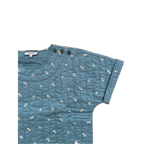 Madewell Quilted Button Shoulder Top in Amie Floral summer breeze S A000564 - Picture 4 of 12